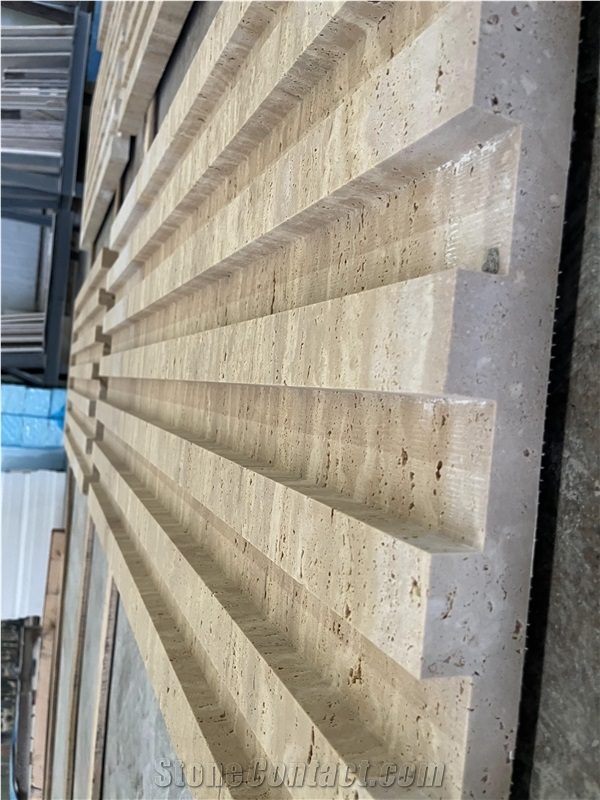 Beige Travertine 3D CNC Wall Panels Home Decoration