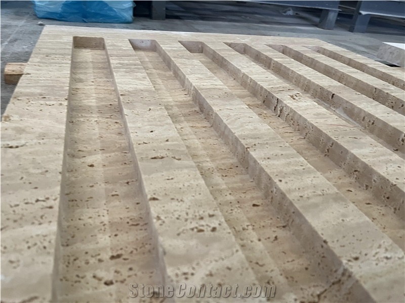 Beige Travertine 3D CNC Wall Panels Home Decoration