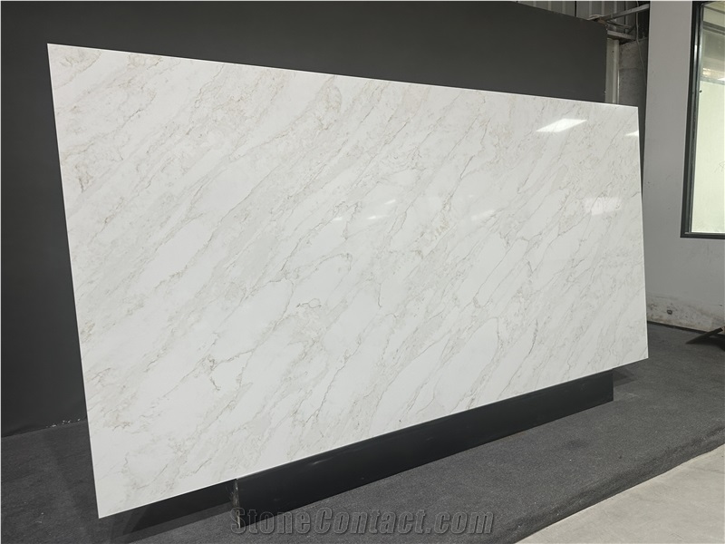 New Calacatta Light Gold Veins Artificial Stone Quartz Slabs