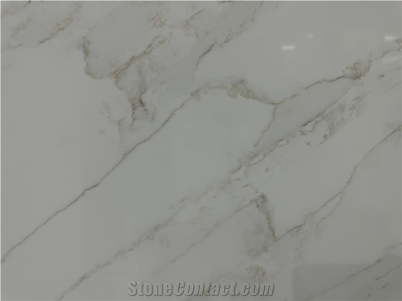 New Calacatta Light Gold Veins Artificial Stone Quartz Slabs
