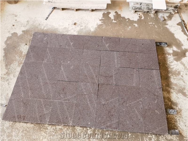 Purple Porphyry Stone Flamed Tiles For Floor
