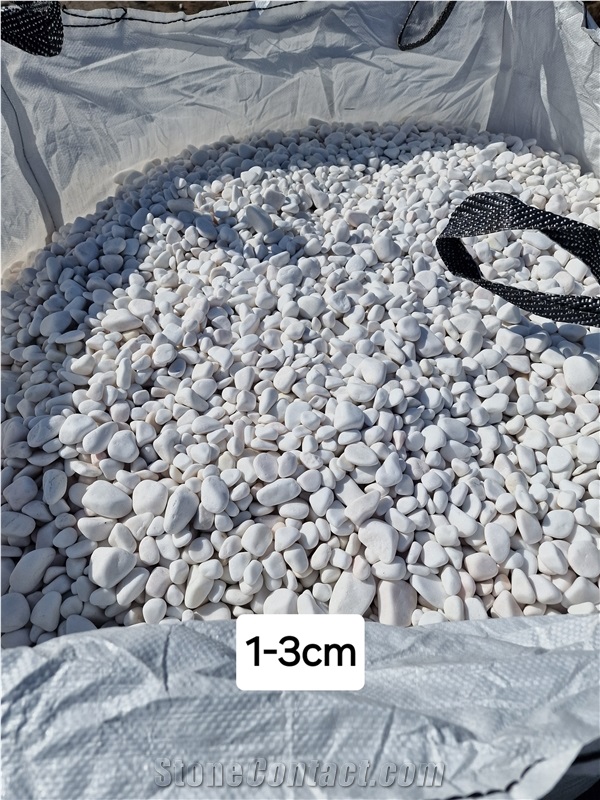 Pure White Pebble Stone - Tumbled Sivec Marble