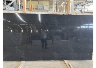 Black Striped Polished Surface Artificial Quartz Slabs
