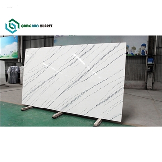 China's Blue Vein White Calacatta Quartz Slabs
