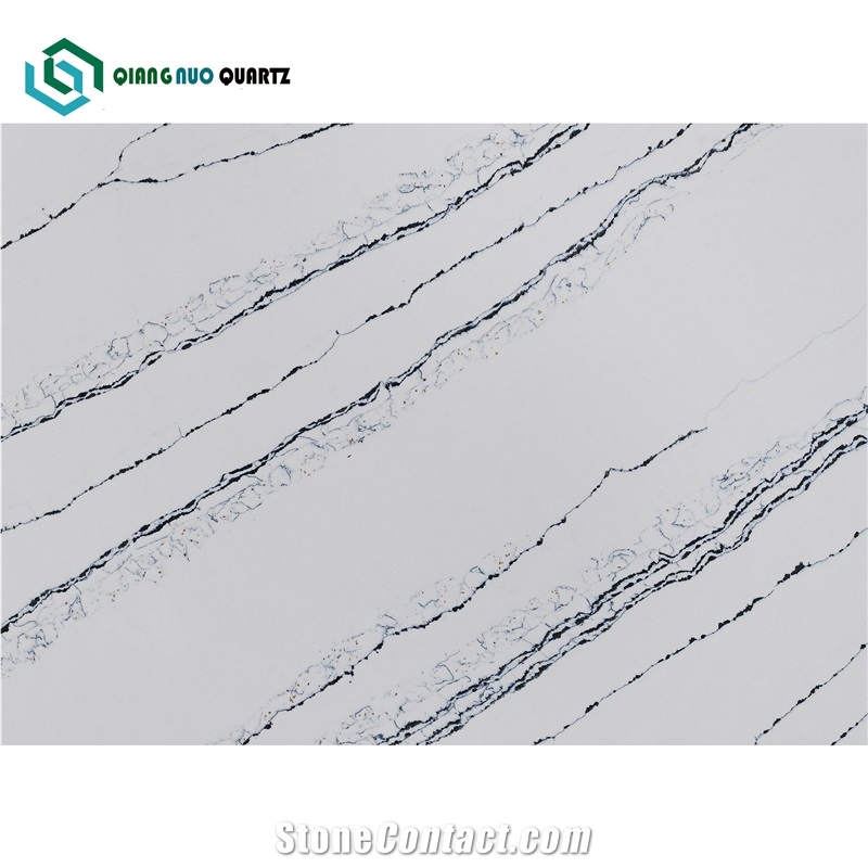 China's Blue Vein White Calacatta Quartz Slabs