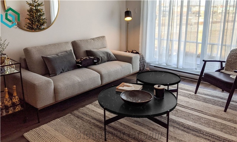 Chinese Cheap Black Quartz Stone Artificial Stone Slabs