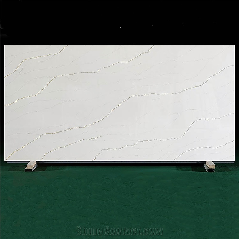 Chinese Gold Striped Imitation Marble Artificial Calacatta