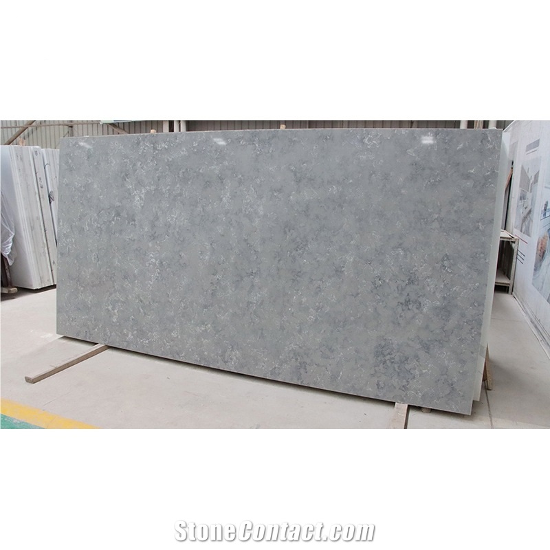 Light Silver Gray Artificial Quartz Stone Slabs