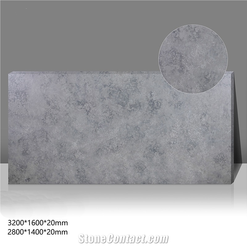 Light Silver Gray Artificial Quartz Stone Slabs