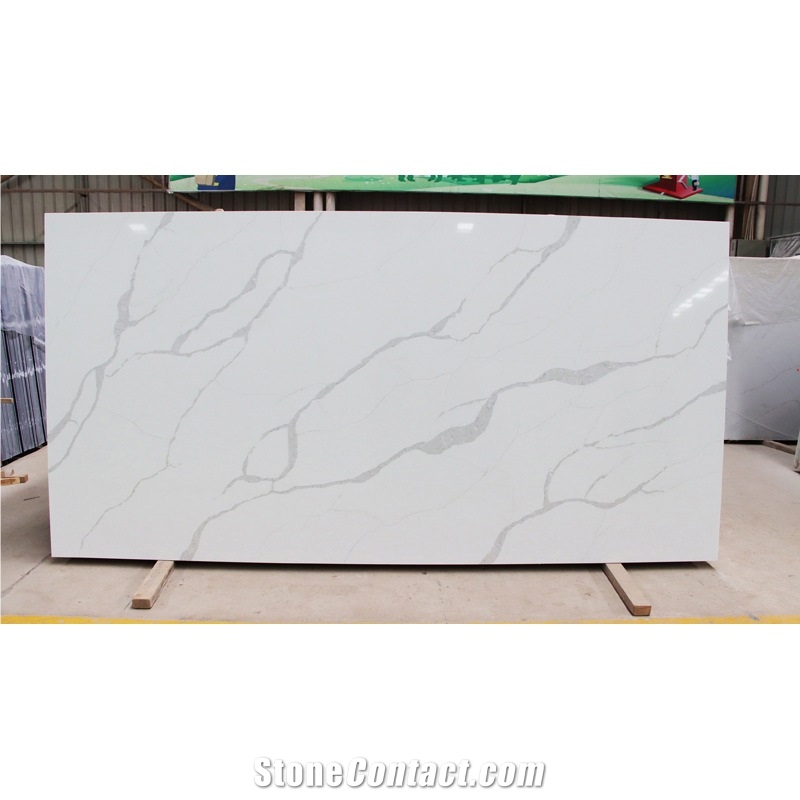New Calacatta Artificial Quartz Polished Slabs Quartz Slabs