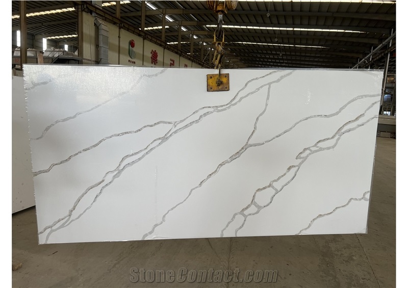 Yellow Veined Artificial Quartz Slabs