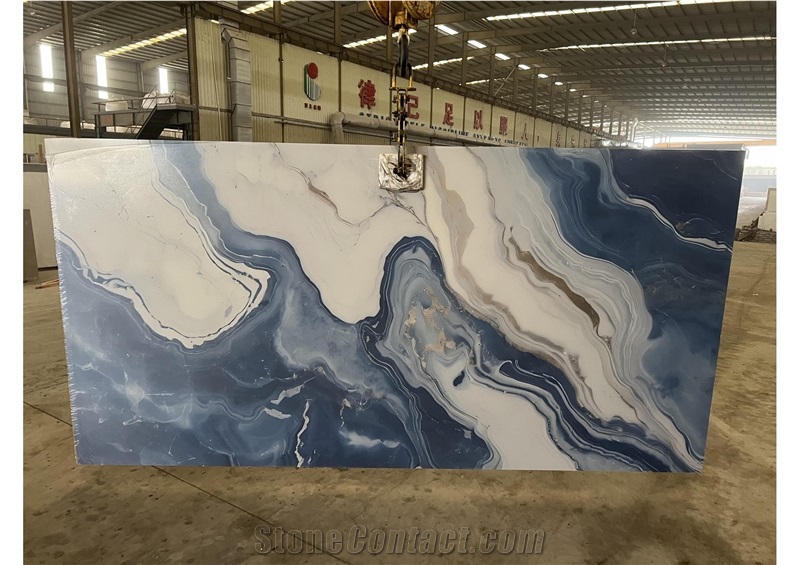 Yellow Veined Artificial Quartz Slabs