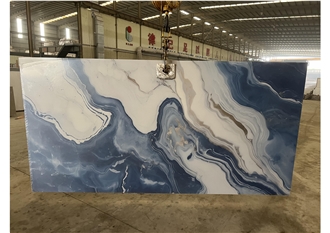 Yellow Veined Artificial Quartz Slabs