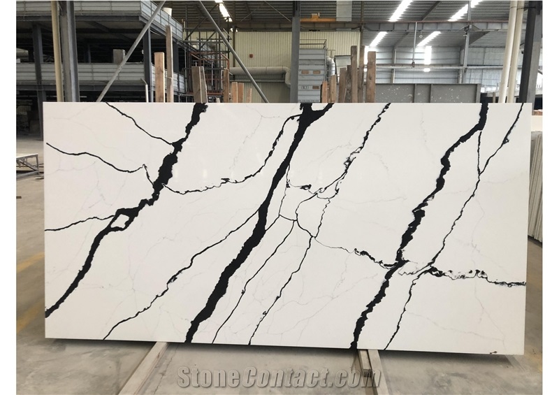 Yellow Veined Artificial Quartz Slabs