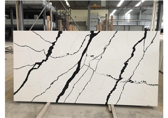 Yellow Veined Artificial Quartz Slabs