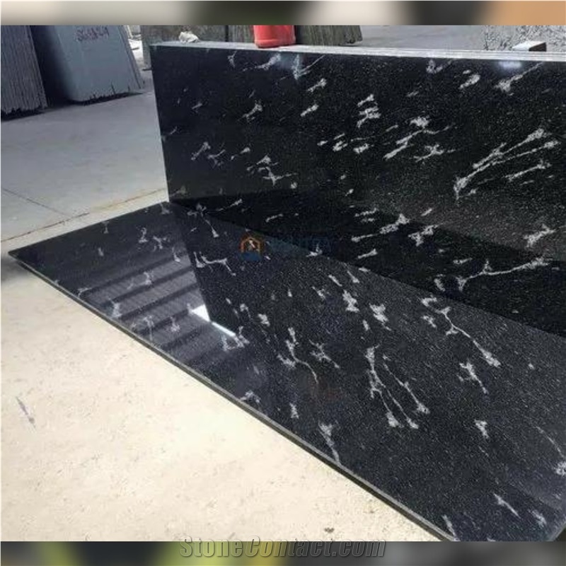 Fish Black Granite Slabs