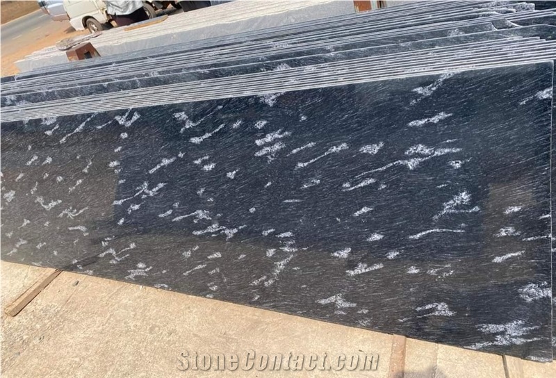 Fish Black Granite Slabs