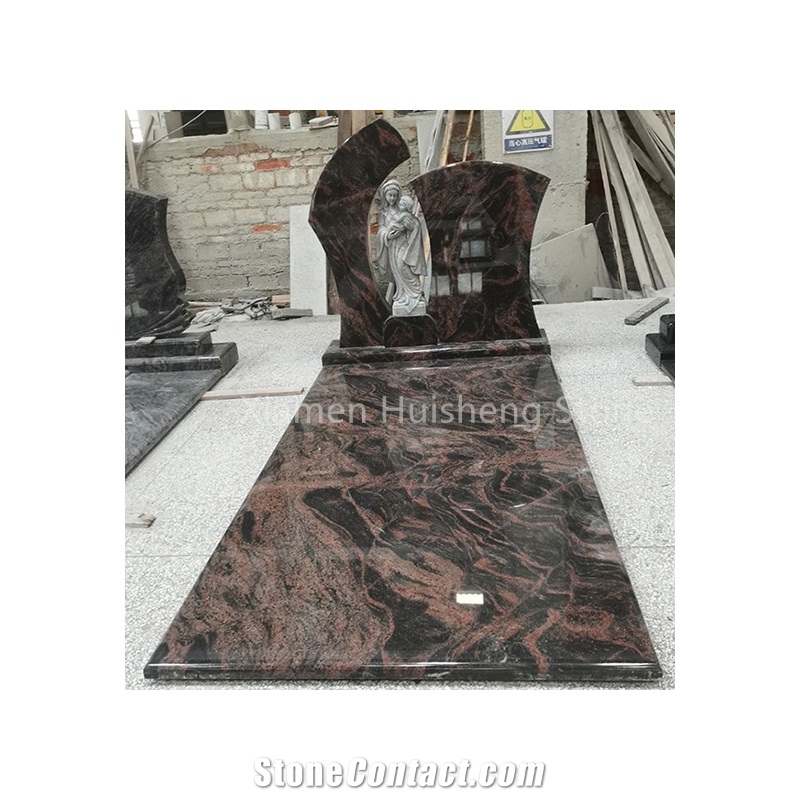 Aurora Granite  Angel  Engraved Single Tombstone