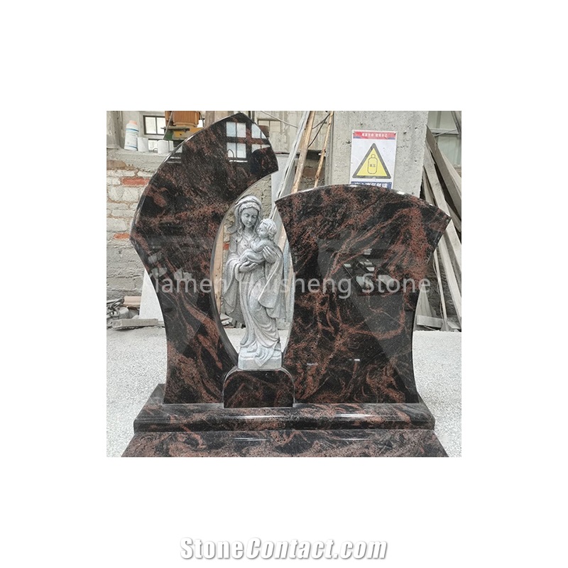 Aurora Granite  Angel  Engraved Single Tombstone