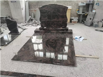 Aurora Granite  Angel  Engraved Single Tombstone