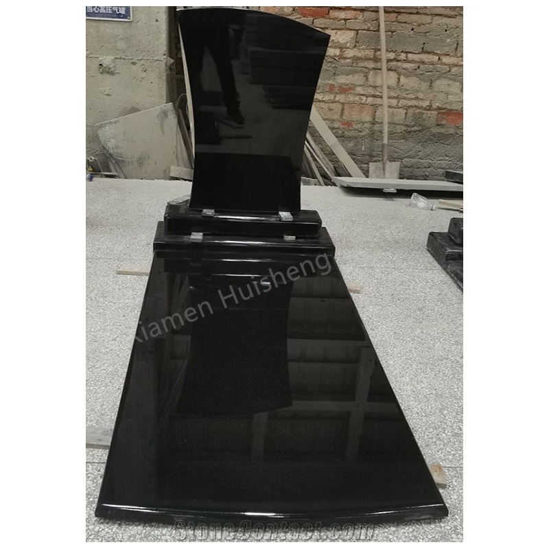 Black Granite Cross Tombstone