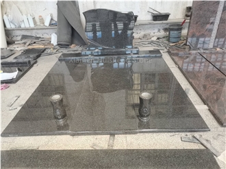 Black Granite Cross Tombstone