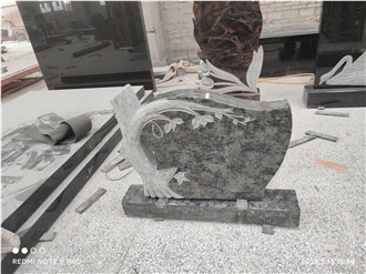 Olive Green Granite Heart Engraved Monument/Tombstone