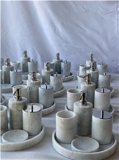 White Marble Bathroom Accessories, Bathroom Set