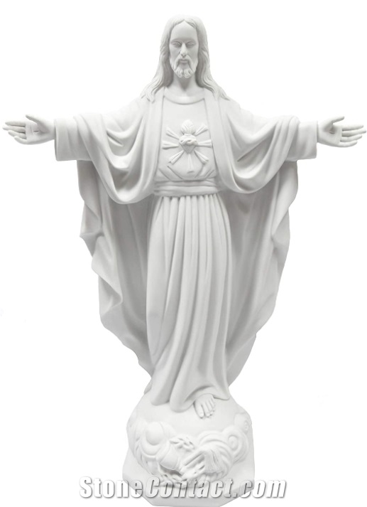White Marble Large Jesus Human Size Sculpture