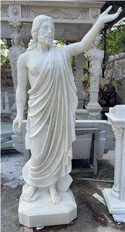 White Marble Large Jesus Human Size Sculpture