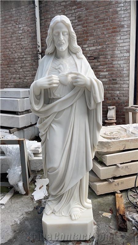 White Marble Large Jesus Human Size Sculpture