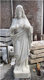 White Marble Large Jesus Human Size Sculpture