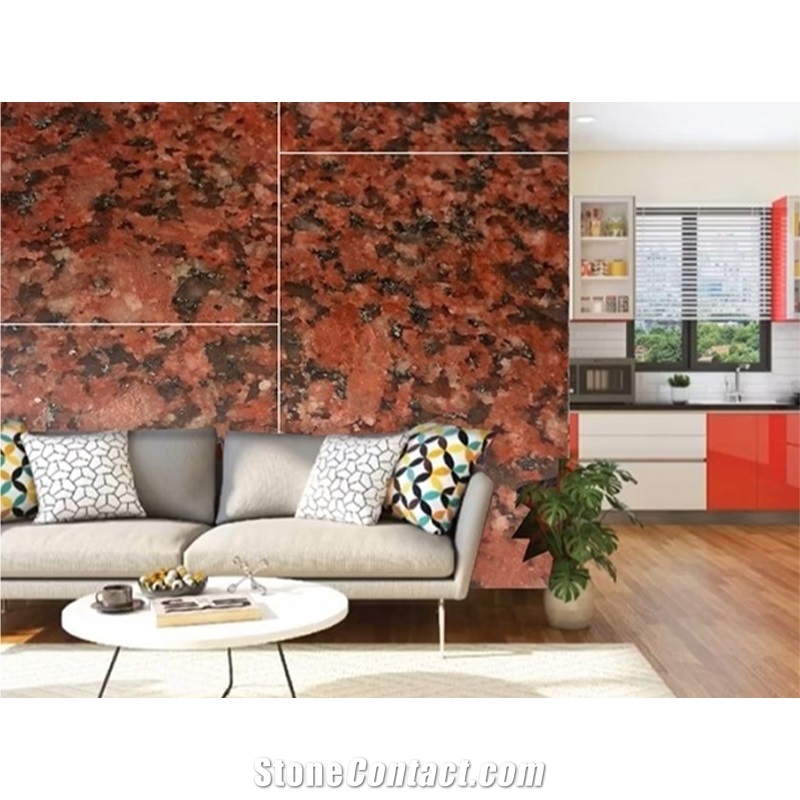 Ruby Red Granite Kitchen Countertop, Island Top