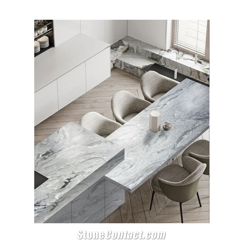 Viscont White Granite Kitchen Top, Perimeter Countertop