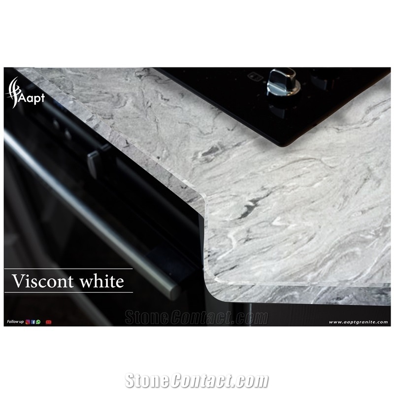 Viscont White Granite Kitchen Top, Perimeter Countertop
