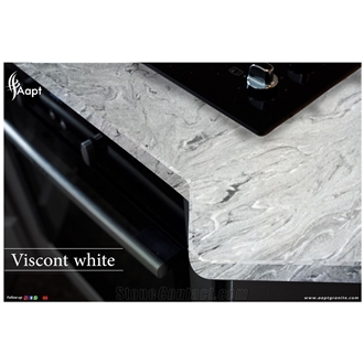 Viscont White Granite Kitchen Top, Perimeter Countertop