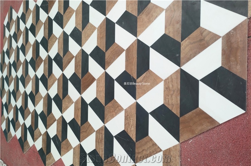 3D Waterjet Marble Flooring Polished Pattern Design