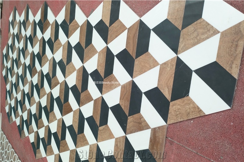 3D Waterjet Marble Flooring Polished Pattern Design
