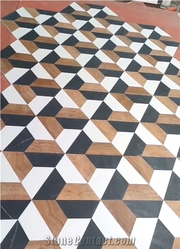 3D Waterjet Marble Flooring Polished Pattern Design