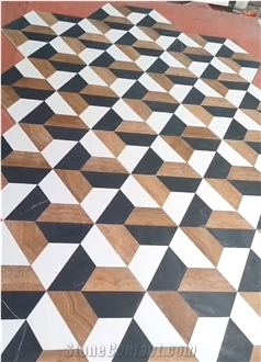 3D Waterjet Marble Flooring Polished Pattern Design