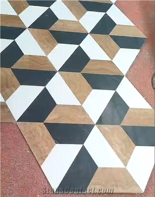 3D Waterjet Marble Flooring Polished Pattern Design