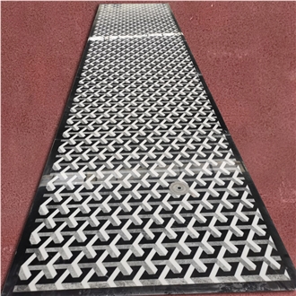 Black Marble Inlay Pattern Waterjet Floor Medallions