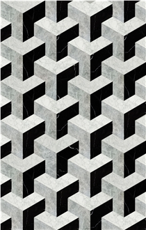 Black Marble Inlay Pattern Waterjet Floor Medallions