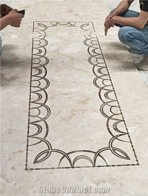 Brass Metal  Inlay Medallion Flooring Pattern