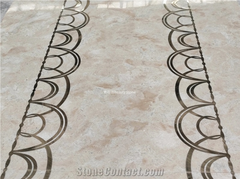 Brass Metal  Inlay Medallion Flooring Pattern