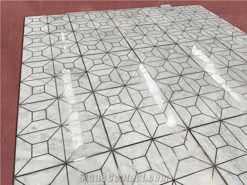 Brass Metal  Inlay Medallion Flooring Pattern