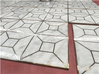 Brass Metal  Inlay Medallion Flooring Pattern