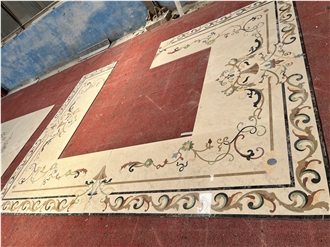 Crema Marfil Marble House Waterjet  Flooring Border Decos Pattern