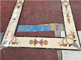 Crema Marfil Marble House Waterjet  Flooring Border Decos Pattern