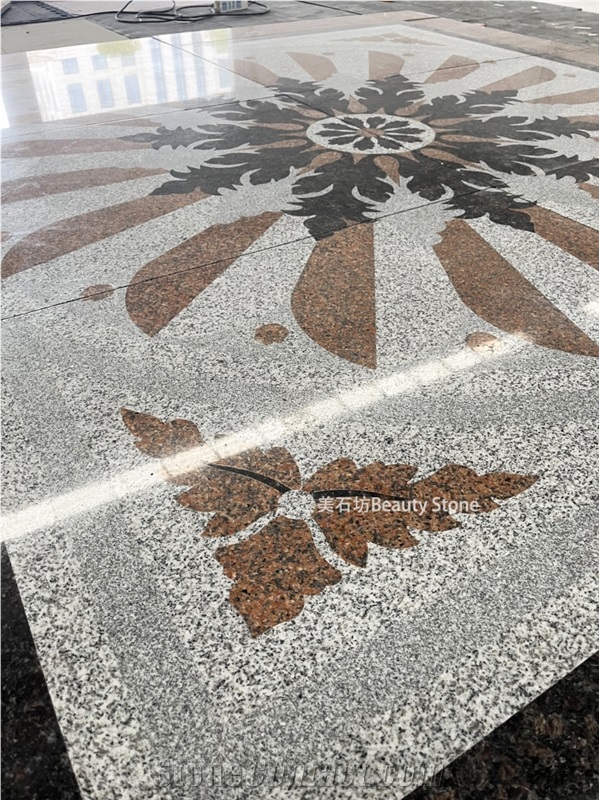 Granite Square Medallions Pattern Tiles For Outdoor Flooring